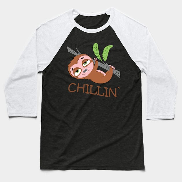 Cute Chillin` Sloth Baseball T-Shirt by Foxydream